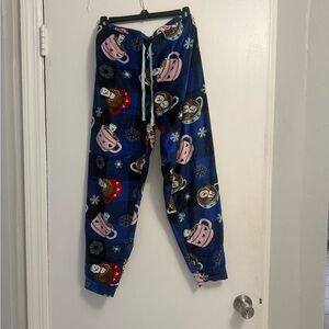 Cozy Blue Coffee Cups  Print Pajama Bottoms